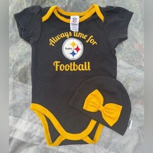 Pittsburgh Steelers Baby Girl 2pc Set - "Always Time for Football" 3-6m